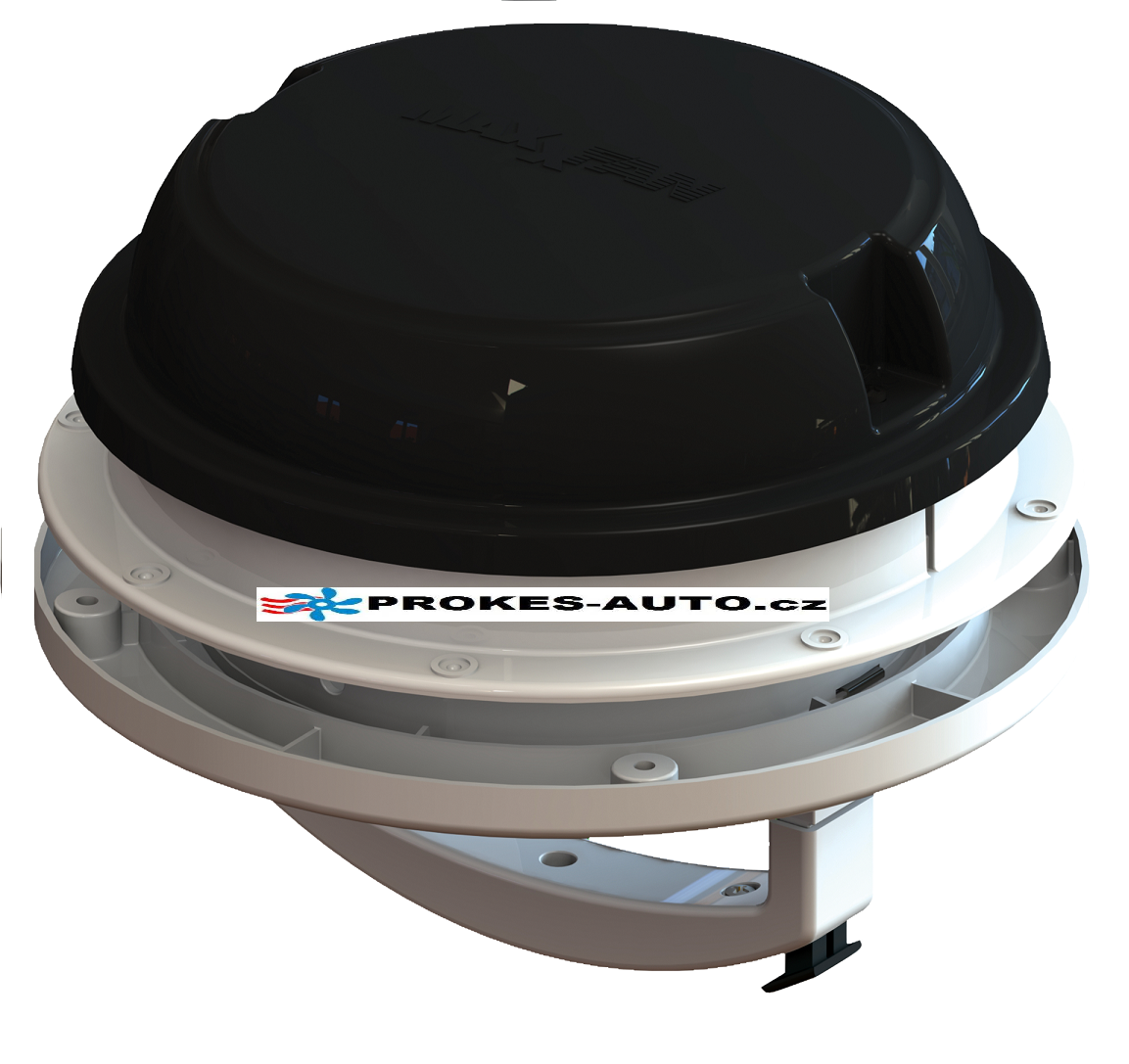 Dach- / Wandventilator MaxxAir Maxxfan Dome Plus 12V, schwarz, mit LED-Beleuchtung AIRXCEL